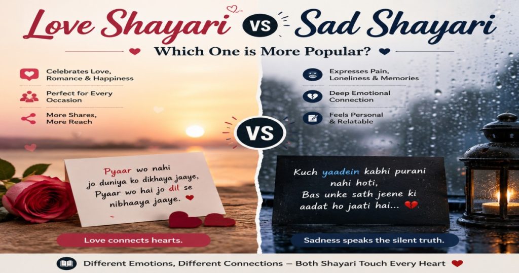 Love Shayari vs Sad Shayari – which is more popular